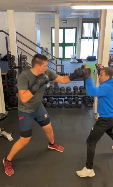 Some pad work with PT client fitness and boxing in wymondham